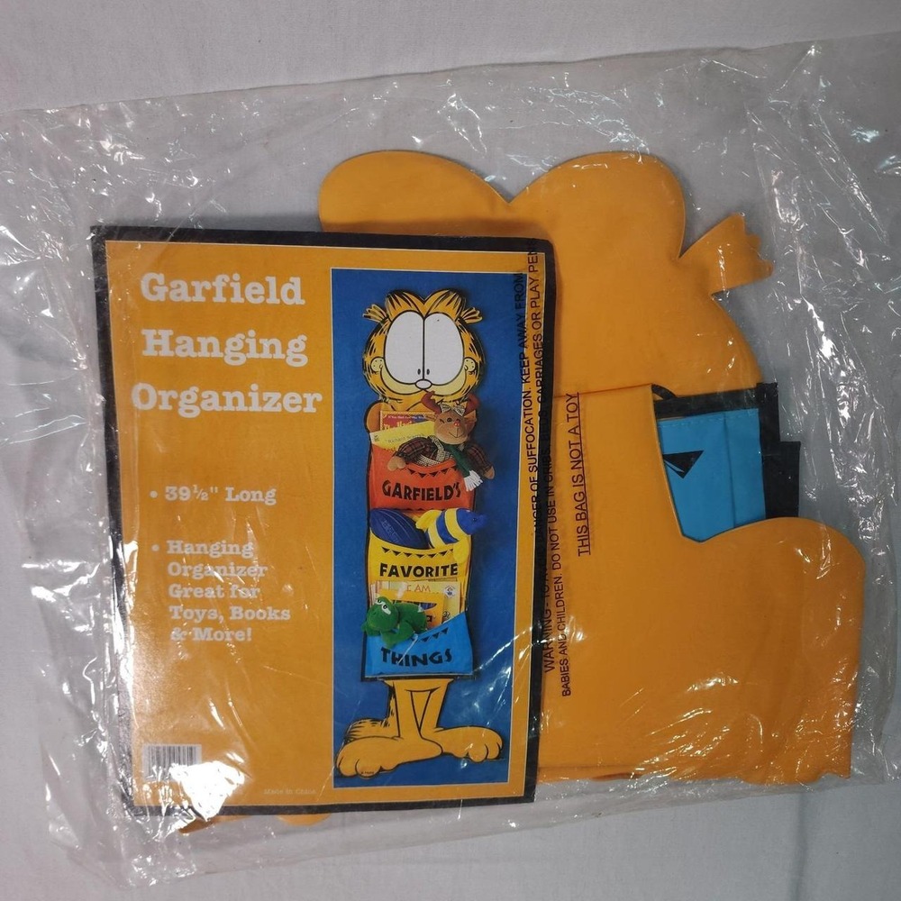 Garfield Wall Hanging Organizer Storage Favorite Things Paws Plastic Vtg Orange